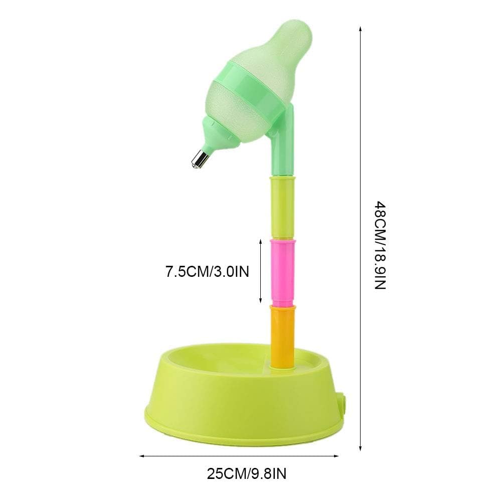 Cyrank Pet Water Bottle Stand, 650ml Automatic Dispenser for Dogs Guinea Pigs, Mice, Green - Image 3