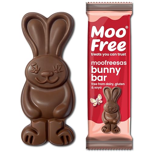 Moo Free Moofreesas Easter Bunny Bar - Chocolate Bar With Crispy Rice Balls - Dairy Free & Vegan (30g)