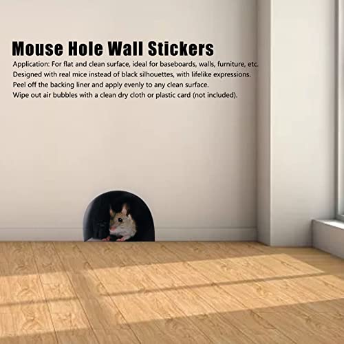 Septpenta 20 PCS 3D Mausloch, Realistischer Wandaufkleber, Realistisches Muster, PVC Material, Ungiftig, Harmlos, Maushöhlen Wandbilder für Flache Und Saubere Oberflächen, Fußleisten, Wände(zwei)