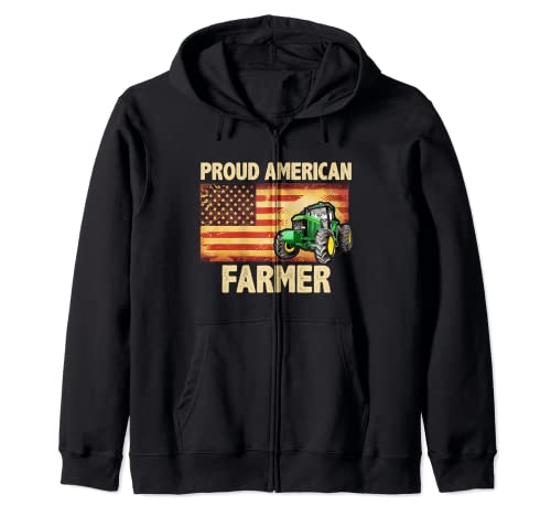 Proud American Farmer USA Flag Patriotic Farming Sudadera con Capucha