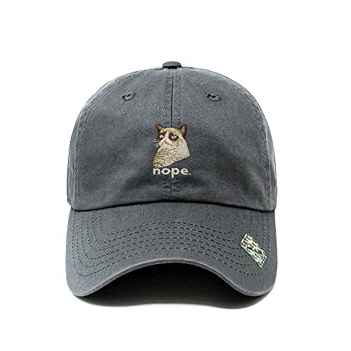 Grumpy Cat Dad Hat Cotton Baseball Cap (Charcoal)