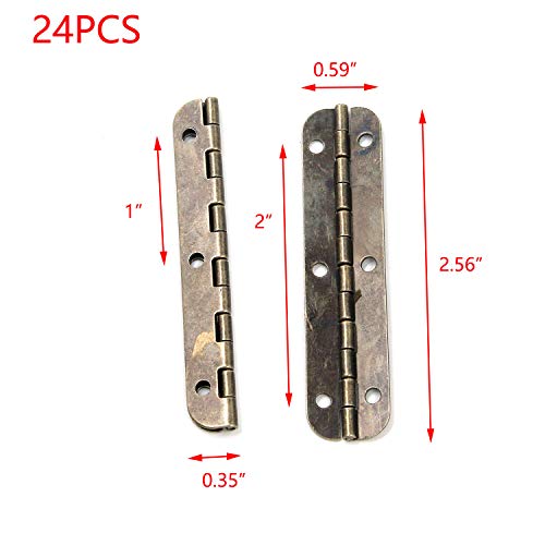 T Tulead Retro Bronze Door Hinges Butt Hinges Iron Folding Hinge Piano Hinges Cabinet Hinges Jewelry Box Hinges 2.56"X0.59" Cabinet Gate Closet Hinge Pack Of 24 With Mounting Screws #TOP1