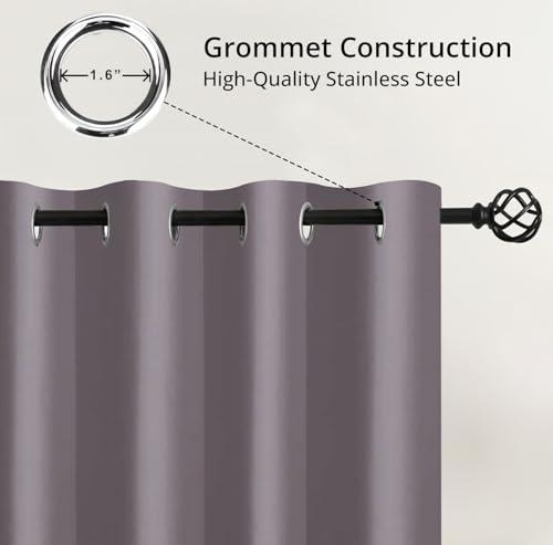 Image of Cloth Fusion 75% Blackout Door Curtains 8 Feet Long Set of 2, Room Darkening Parda with Stainless Steel Grommets for Home Decor (8x4 Feet, Lilac)