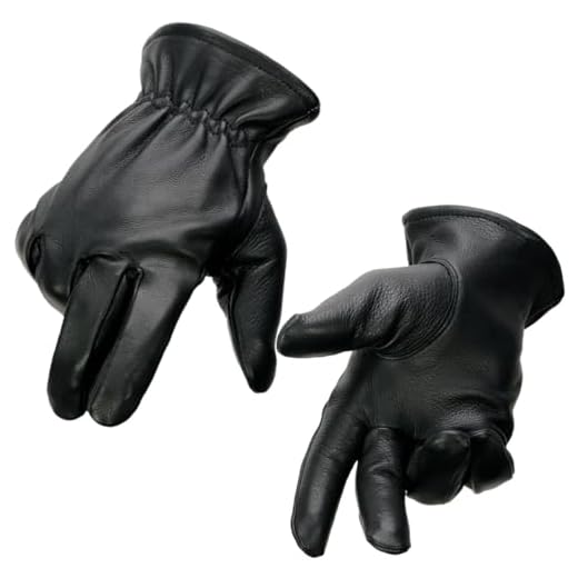 Milwaukee Leather SH858 Men's Black Deerskin Leather Thermal Lined Gloves with Cinch Wrist - X-Large