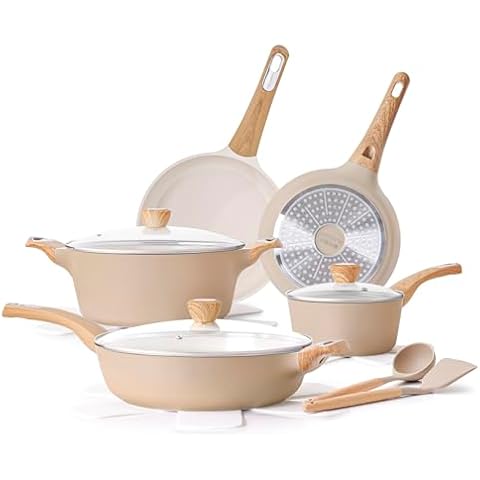 SENSARTE 14-Piece Ceramic Cookware Set Cover
