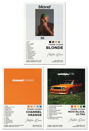 Bkioqoh Lot de 3 affiches sur toile, poster Frank blond océan, affiche Channel Orange, album esthétique, lot de 3 pièces, 20,3 x 30,5 cm, sans cadre