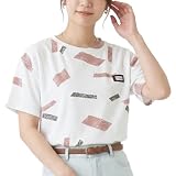 [UQQA] 半袖Tシャツ レディース 夏 【着心地やわらか 凹凸花柄加工】 トップス 大人カジュアル 総柄 吸汗 さらさら 体型カバー 二の腕カバー 通気性 ピンク M