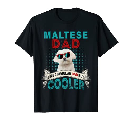 Vintage Maltese Dad Definition Cool Cute Dog Sunglasses Camiseta