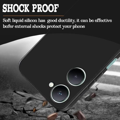 Image of Back Cover for Vivo Y18 4G | Full Camera Protection | Premium Liquid Silicon Case | Flexible Bumper Case for Vivo Y18 4G / Y18e 4G / Y28s 5G / Y28e 5G / Y03 4G / T3 Lite 5G / Z9 Lite 5G(Black)