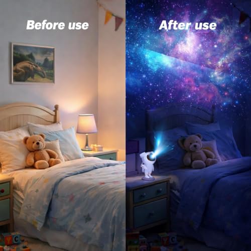Image of KEKU TOYS Astronaut Light Lamp Galaxy Projector with 360 Adjustable Head & Star Nebula Effects, Galaxy Projector Light for Bedroom, Remote Control Night Light for Home & Kids