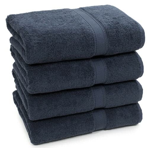 Nausha Pack of 4 Bath Towels 100% Egyptian Cotton Towels Set Super Soft and Highly Absorbent Towels 500 GSM (Grey) — image 1