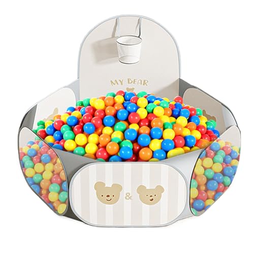 Piscine À Balles pour Enfant Aire De Jeu Bébé Pliable Parc Boules, 80x108cm Grand Bac À Balles pour Enfant, avec Panier De Basket-Ball Et Sac De Rangement, pour...