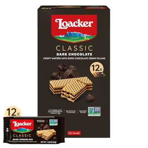 Image of Loacker Classic Dark Chocolate Cream Wafer Cookies, 12-Pack, Non-GMO