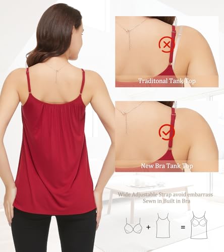 Image of Camisoles for Women with Built in Bra Adjustable Strap Tank Tops Cami Sleeveless Summer Tops for Workout Sleeping Traveling