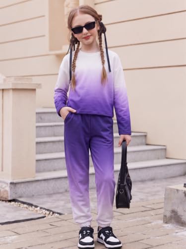 Image of Arshiner Girls 2 Piece Outfits Kids Trendy Tie Dye Sweatsuits Sets