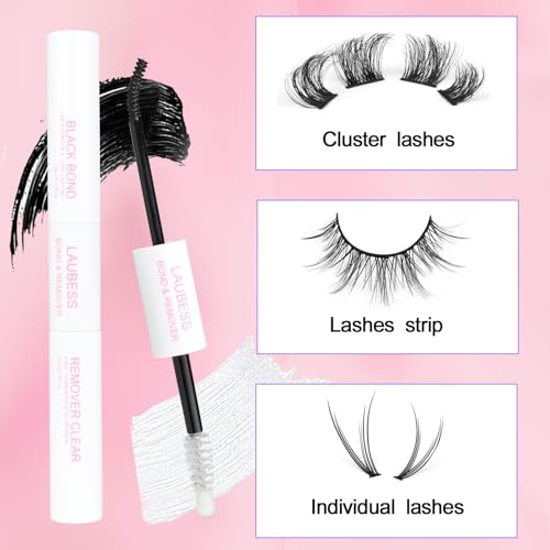Image of Lash Glue for Eyelash Clusters LAUBESS Lash Bond and Remover 2 in 1 Lash Cluster Glue 10ml Adhesive Eyelash Glue Lash Remover for Lash Extensions Home Use