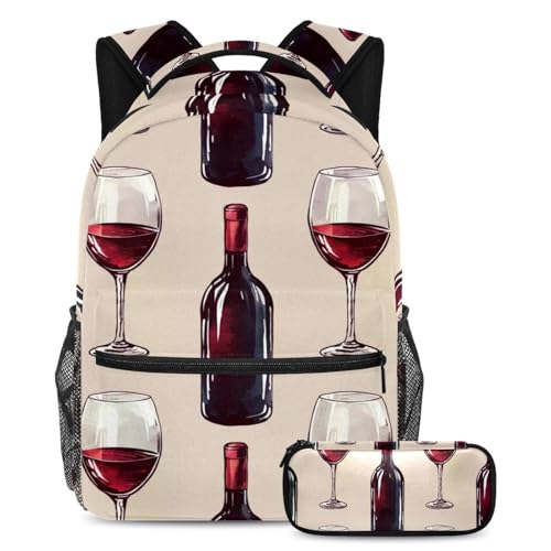 Sac à dos grande capacité vintage de style sac d'école avec sa trousse de rangement