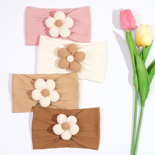 CÉLLOT 5 Pcs Baby Flower Headbands Baby Girls Nylon Headbands Soft Hairbands Hair Accessories for Newborn Infant Toddler Kids - Image 7