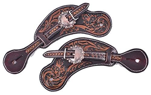 Showman Ladies Floral Tooled Spur Straps