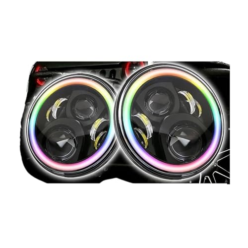 Faros LED de 7 pulgadas con control por aplicacion movil y anillos halo RGB multicolor