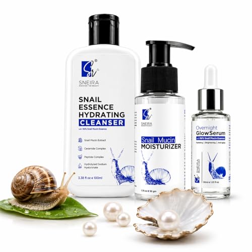 Image of Snail Mucin Skincare Kit - Face Cleanser, Snail Mucin Glow Serum & Moisturizer Combo | Korean Skin Care Routine for Glowing Skin | Hydrating Daily Face Care Set for Men & Women | All Skin Types