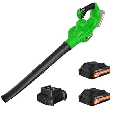Leaf Blower Cordless with 2 * 20V Batteries and Charger, Electric Cordless Leaf Blower with 2 Speeds, Lightweight Battery Powered Leaf Blowers for Lawn Care, Yard, Sidewalk and Snow Blowing