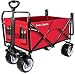 Folding Push Pull Wagon Collapsible Cart 300 Pound Capacity Utility Camping Grocery Canvas Sturdy Portable Buggies Outdoor Garden Sport Picnic Heavy Duty Shopping Beach Wide All Terrain Wheels Red
