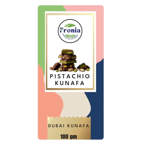 Image of Fronia Kunafa Chocolate Bar Dubai Style 100gm | Pistachio Kunafa Dubai Chocolate Dessert | Milk Chocolates, Creamy Pistachios & Crunchy Kunafas spread | Dubai Kunafa Chocolate Pistachio - 100gm
