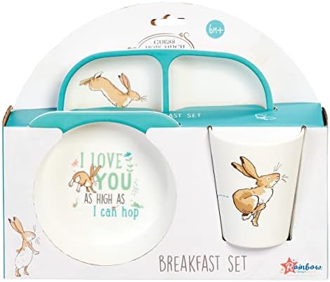 Rainbow Designs Guess How Much I Love You - Breakfast Set for Small Children, Toddlers and Baby Perfect Newborn Gift, 3 Pieces