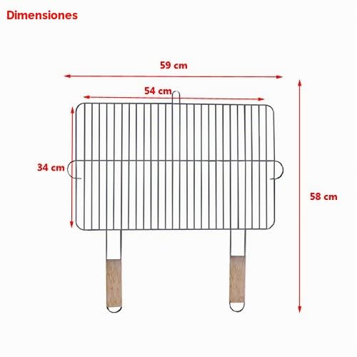 Parrilla 54 x 34 cm con 2 asas de madera acero cromado parrilla parrilla para óxido