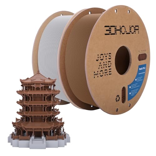 Image of 3DHoJor 3D Printing Filament Basic PLA Filament Bundle 1.75mm Cardboard Spool Dimensional Accuracy + /- 0.03 mm Fit Most 3D FDM Printer 1KG*2 spools-Brown+Concrete Grey