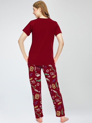 Image of ZEYO Night Suit for Women's Printed Cotton Night Dress of Top and Pajama Set 5774