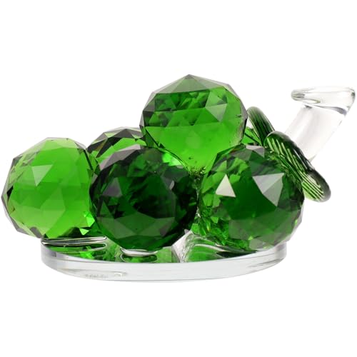 TOYANDONA Adorno de UVA de Cristal Verde de 160g para Escritorio, Figura Artesanal de UVA Realista, Decoración Delicada para Hogar, Jardín y Oficina, Artesanía Decorativa de Fruta