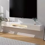 HONKERW Mueble Salon Soporte Flotante for TV, Mueble montado en la Pared, Estante Debajo del TV Que Ahorra Espacio for Dormitorio y Sala de Estar, Blanco Flotante(60 * 23 * 20.4cm)