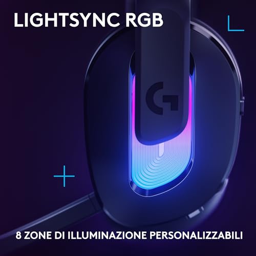 G522 LIGHTSPEED cuffia con microfono gaming wireless, LIGHTSYNC RGB, microfono e audio sincronizzato avanzato, connettività tripla con LIGHTSPEED, Bluetooth, da USB-A a USB-C per PC - Nero - Cuffia gaming - Immagine 1