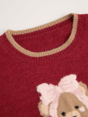 Image of CIDER Women's Fall Sweaters Long Sleeve Cute Sweaters Bear Graphic Crewneck Soft Knit Casual Cropped Pullover