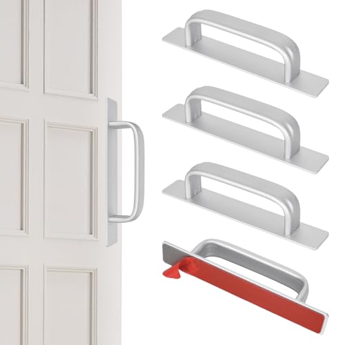 Genérico 4 Tiradores Autoadhesivos para Muebles, 148mm Tiradores Armarios in Aleación de Aluminio, Tiradores Cajones, Sin Taladrar, para Armario, Cocina, Puerta Corredera, Puerta de Balcón (Plata)