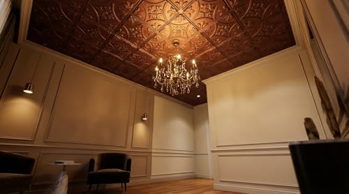 Image of Kayra Decor PVC Ceiling Panel 60x60 cm |Ornamental Floral Panel|Red Copper|12 Tiles Cover 48 Sq Ft| Modern False Ceiling|Royal & Elegant Finish