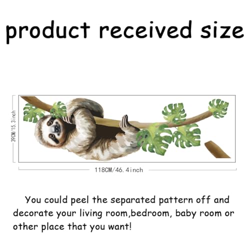 SUPERDANT Cute Sloth Wall Stickers Tropical Plants Animals Wall Decal Sloth on the Trunk Sticker for Kids Toddler Room Nursery Bedroom Living Room DIY Art Home Decor Murals - Image 2