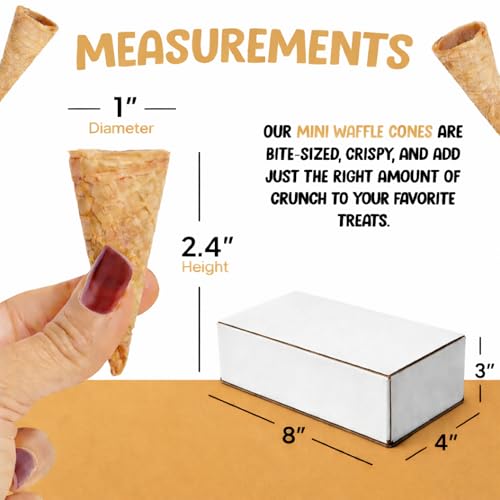 Image of Mini Ice Cream Cones, Mini Waffle Cones, Mini Sugar Cones for Cake Pops | 21 Small Ice Cream Cones, Miniature Ice Cream Cones - Tiny Mini Cones, Empty for Cake Pops, Sundaes & Parties