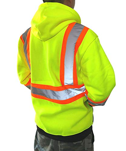 NY GOLDEN FASHION Hi Vis High Visibility Reflective Construction Work Fleece Hoodie Sweatshirt Jacket With Hood4