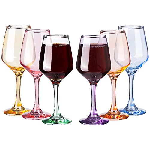 SUNNOW 12 Ounce Multicolor Crystal Wine Glass,for Home Dinning, Bar and...