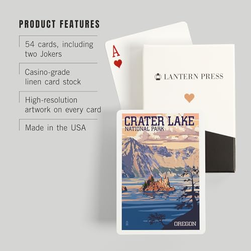 Baraja de 52 cartas poker Lantern Press Crater Lake miniatura 3
