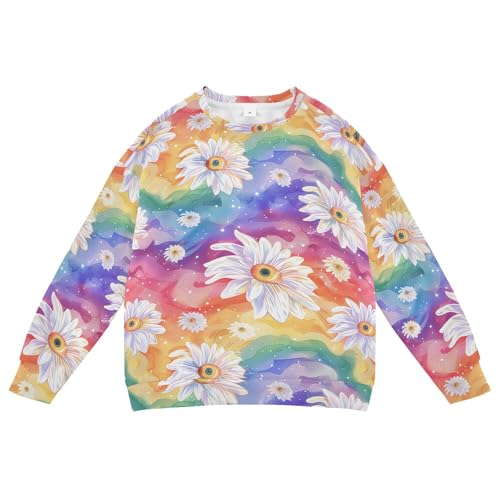 JUNZAN Little Daisies Eyes Ball on Rainbows Kids Girls Sweatshirts Hoodies Fleece Fall Tops Shirts Party 4T