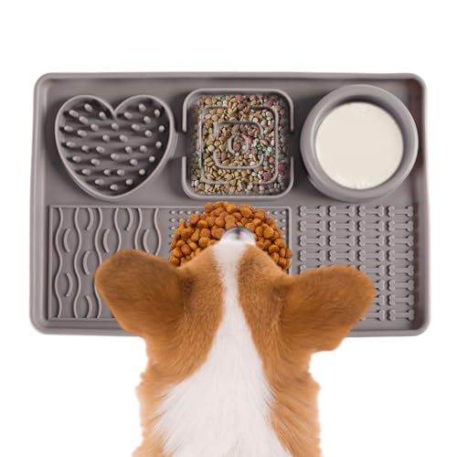 Xvilmaun 犬用リックマット | シリコン製ペットおやつフィーディングマット - 精神的刺激 知育玩具 非滑りシリコン緩食ボールで落ち着きを与える退屈防止トレーニング