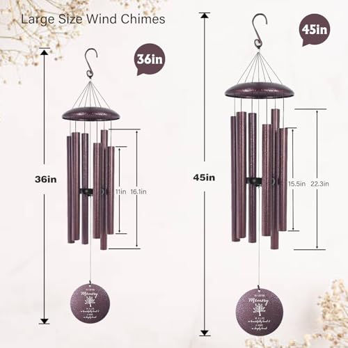 Image of ASTARIN 36 inch Large Deep Tone Personalized Sympathy Wind Chimes, Memorial Wind Chime for Loss of Mother Father Loved One, Tree of Life Bereavement Gifts Decor Outdoor Patio Garden(Produced in Texas)