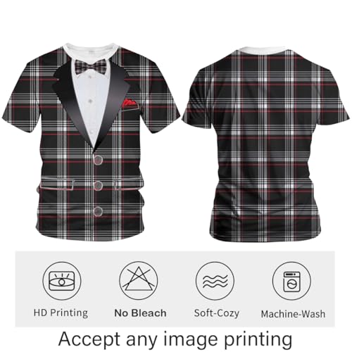 Blissboy Funny Tuxedo Graphic T-Shirt Novelty Short Sleeve Crewneck Shirt