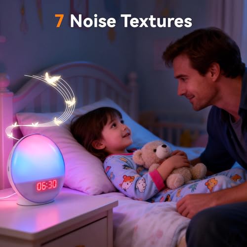 Sunrise Alarm Clock with App Control, White Noise Machine, Dual Alarms, Wake Up Light with Sunrise and Sunset Simulation, FM Radio & Bluetooth Speaker, Coloured Light, USB Powered - Image 4