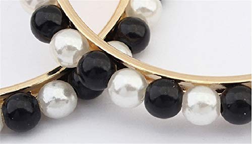Pearl Hoop Earrings for Women Black White Pearl Earring Big Circle Loop Earrings Fashion Jewelry4