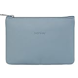 Narwey Small Makeup Bag for Purse Vegan Leather Travel Makeup Pouch Mini Cosmetic Bag Zipper Pouch for Women (Greyish Blue)